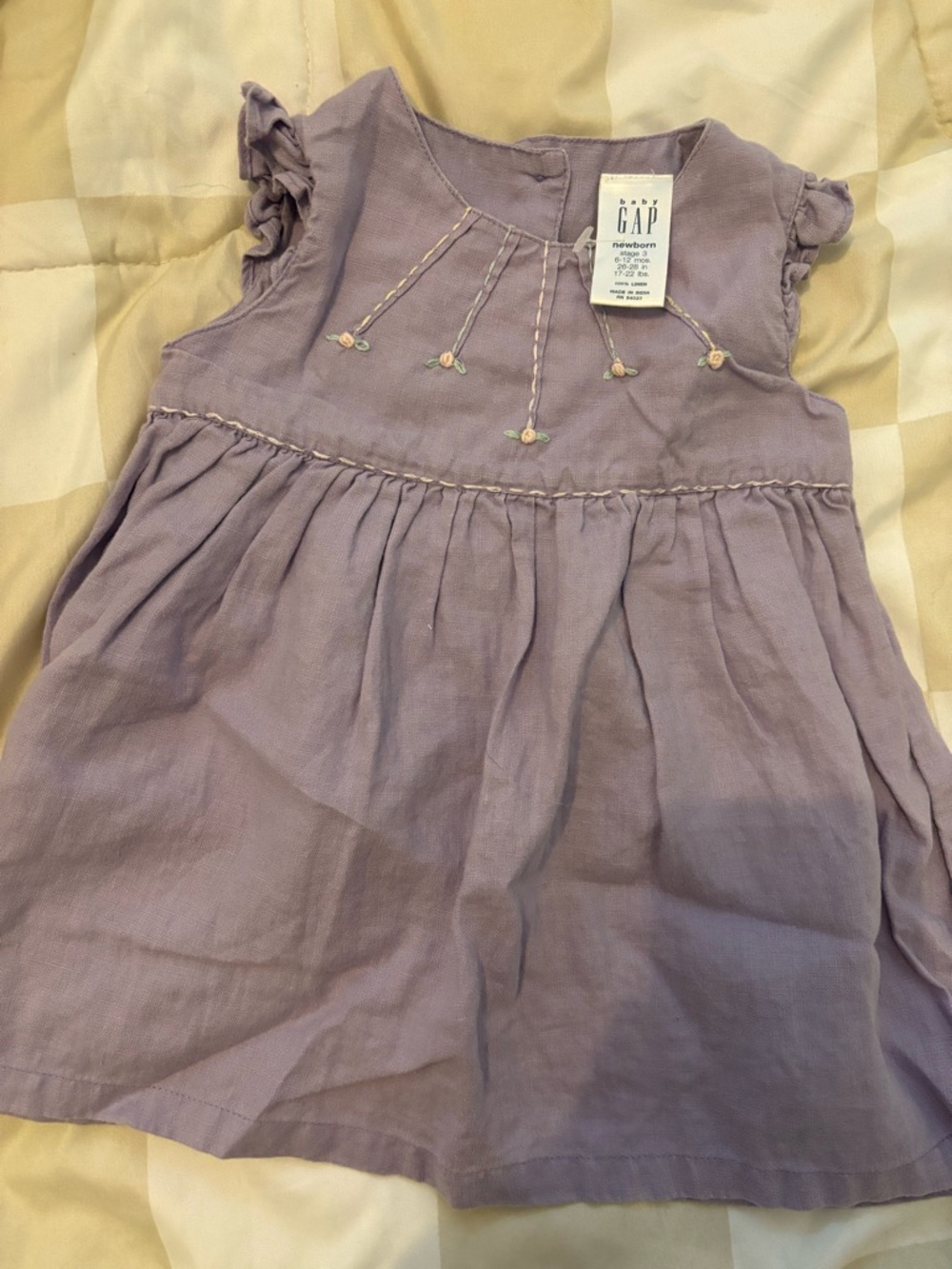 GAP Lavender Ruffle Sleeve Embroidered Dress - Kids